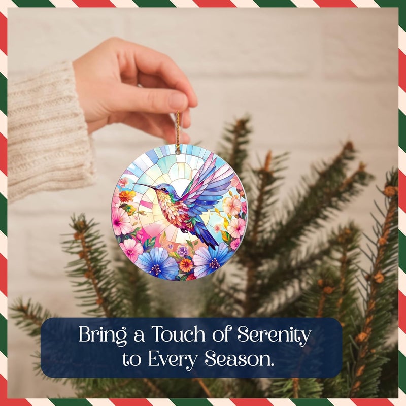 Hutato Hummingbird Ornament 2025 - Handmade Acrylic Christmas Ornament, Xmas Decor, Ornaments for Christmas Tree, Holiday Presents, Hummingbird Gift for Girls, Friends & Family - Image 2